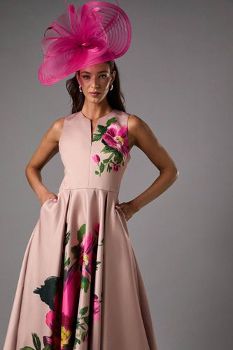 Robe Mi-Longue à Imprimé Placé et Encolure Crantée | Taille 38 - Coast - Modalova