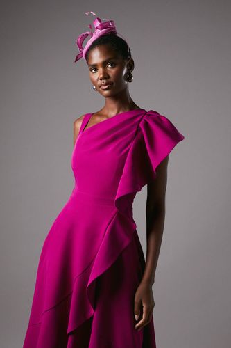 Robe Midi en Crêpe à Volant Asymétrique | Taille 40 - Coast - Modalova