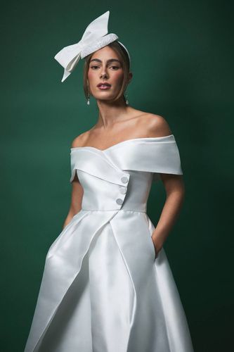 Robe de Mariée Mi-Longue Lisa Tan Sergé Bardot Cintrée | Taille 44 - Coast - Modalova