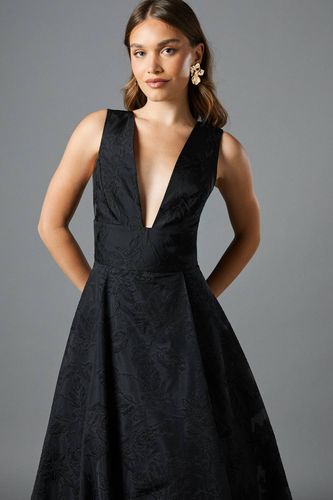 Robe Midi Jacquard à Décolleté Plongeant et Jupe Ample | Taille 38 - Coast - Modalova