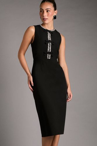 Robe Midi Sans Manches en Crêpe avec Détail Nœud en Strass | Taille 42 - Coast - Modalova
