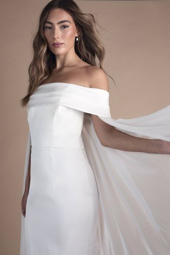 Robe de Mariée Colonne Bardot à Cape en Sergé | Taille 40 - Coast - Modalova