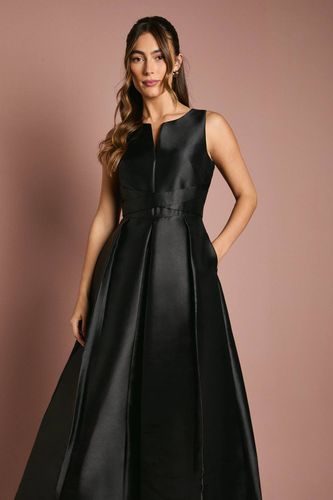Robe de Demoiselle d'Honneur en Sergé à Encolure Crantée Ajustée et Évasée | Taille 46 - Coast - Modalova