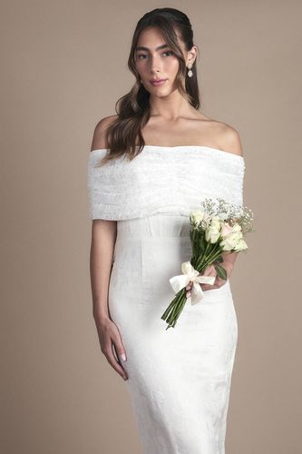 Robe de Mariée Mi-Longue Colonne Lisa Tan Bandeau Jacquard | Taille 44 - Coast - Modalova