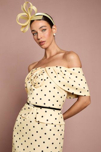 Robe Crayon Lisa Tan À Imprimé Pois Avec Corsage Et Épaules Dénudées | Taille 44 - Coast - Modalova