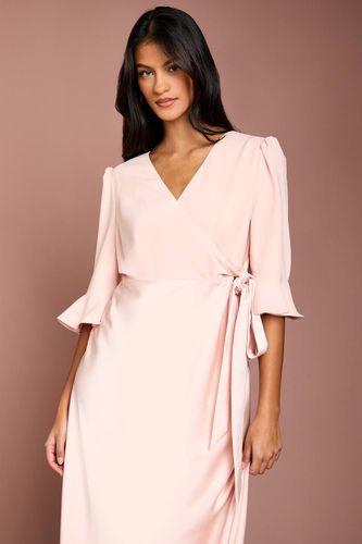 Robe Portefeuille Petite Taille En Crêpe Dos Satiné Avec Manches À Volants | Taille 40 - Coast - Modalova