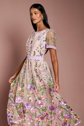 Robe Mi-Longue en Maille Brodée avec Détails de Dentelle Petite Taille | Taille 38 - Coast - Modalova