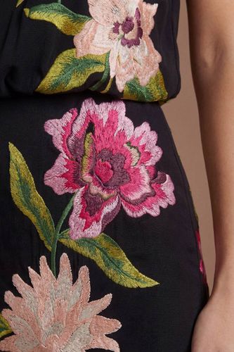 Robe Midi À Col Montant Avec Broderie Florale | Taille 46 - Coast - Modalova