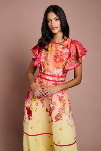 Robe Midi Petite Taille À Manches À Volants Et Imprimé Placement | Taille 38 - Coast - Modalova