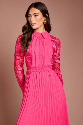 Robe Chemise Mi-Longue à Manches Longues avec Dentelle et Plis | Taille 46 - Coast - Modalova