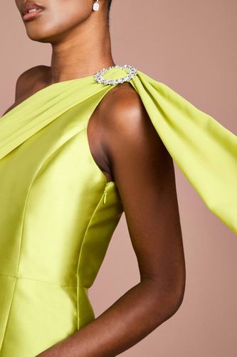 Robe De Soirée Asymétrique En Sergé Avec Broche En Strass | Taille 42 - Coast - Modalova