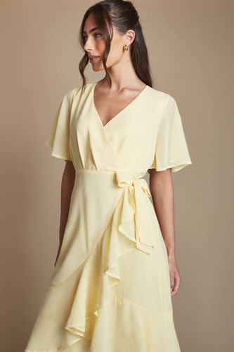 Robe Longue De Demoiselle D'honneur Étagée À Manches Papillon | Taille 46 - Coast - Modalova