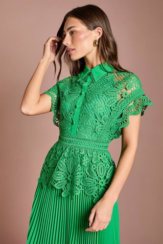Robe Midi À Col Avec Haut En Dentelle Et Jupe Plissée | Taille 40 - Coast - Modalova