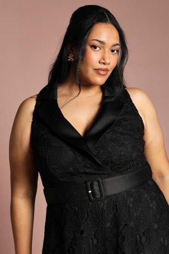 Robe Grande Taille Sans Manches En Dentelle Et Satin Contrasté Longueur Midi | Taille 48 - Coast - Modalova