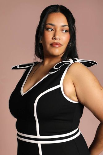 Robe Midi Grande Taille En Ponte Avec Détails De Passepoil Contrastant | Taille 48 - Coast - Modalova