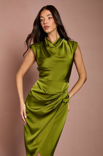 Robe Mi-longue En Satin À Encolure Drapée Et Détail Froncé | Taille 46 - Coast - Modalova