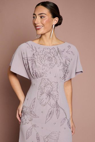 Robe Midi En Georgette À Manches Chauve-souris Ornée De Perles | Taille 38 - Coast - Modalova