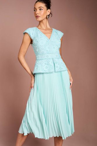 Robe Midi à Col V avec Bustier en Dentelle et Basque Œuf de canard | Taille 40 - Coast - Modalova