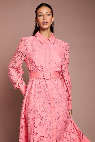 Robe Chemise Brodée Ajourée Avec Ceinture | Taille 46 - Coast - Modalova