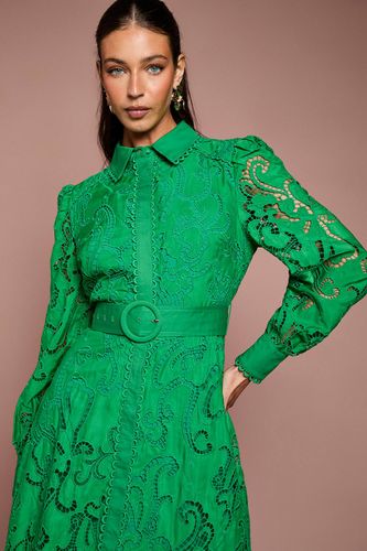 Robe Chemise Brodée Ajourée Avec Ceinture | Taille 42 - Coast - Modalova