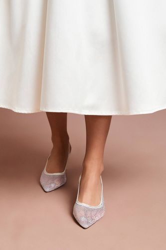 Escarpins de Mariée Sara en Maille avec Strass et Talon Chaton à Bride Arrière | Taille 41 - Coast - Modalova