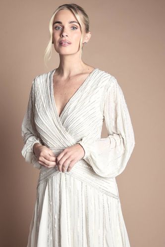 Robe De Mariée Petite À Manches Longues Avec Ornements Linéaires | Taille 42 - Coast - Modalova