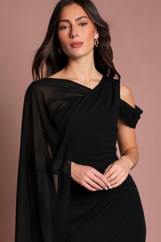 Robe Longue En Crêpe Avec Cape En Mousseline Asymétrique | Taille 44 - Coast - Modalova