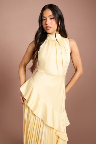 Robe Petite En Crêpe Satiné Dos Sans Manches À Volants Plissés | Taille 46 - Coast - Modalova
