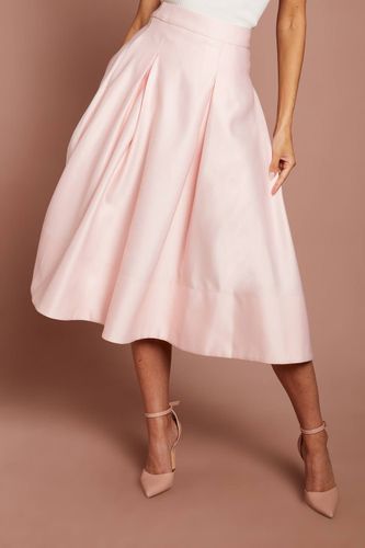 Jupe Midi Évasée En Satin À Plis Sur Le Devant | Taille 46 - Coast - Modalova
