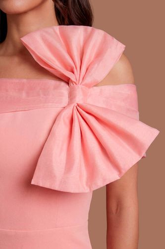 Robe Midi En Organza À Épaules Dénudées Avec Nœud | Taille 46 - Coast - Modalova