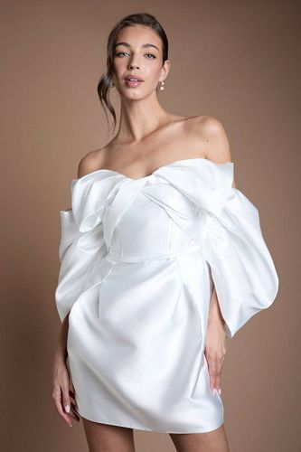 Robe De Mariée Courte En Sergé À Corset Et Manches Volumineuses | Taille 44 - Coast - Modalova