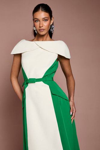 Robe Midi En Crêpe À Blocs De Couleur Et Encolure Bardot | Taille 44 - Coast - Modalova