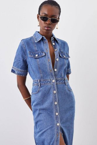 Robe chemise maxi en denim | Taille 16 - KarenMillen - Modalova