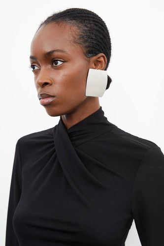 Haut à encolure haute en mélange jersey et georgette | Taille Medium - KarenMillen - Modalova