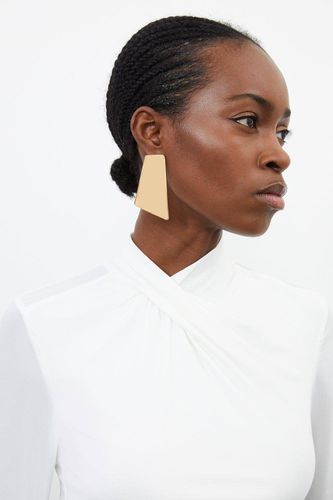 Haut à encolure haute en mélange jersey et georgette | Taille Medium - KarenMillen - Modalova