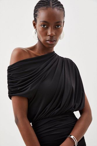 Jupe maxi en jersey crêpe à encolure asymétrique | Taille XS - KarenMillen - Modalova