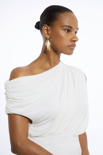 Jupe maxi en jersey crêpe à encolure asymétrique | Taille Medium - KarenMillen - Modalova
