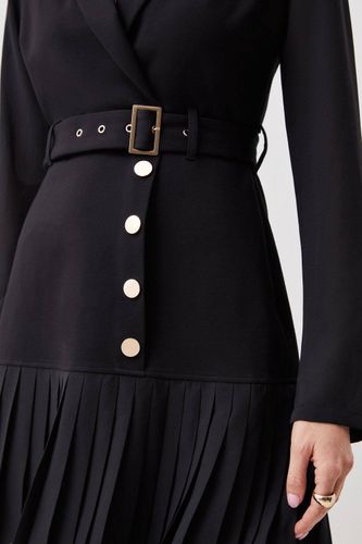 Robe mini plissée mixte en jersey et georgette | Taille Medium - KarenMillen - Modalova