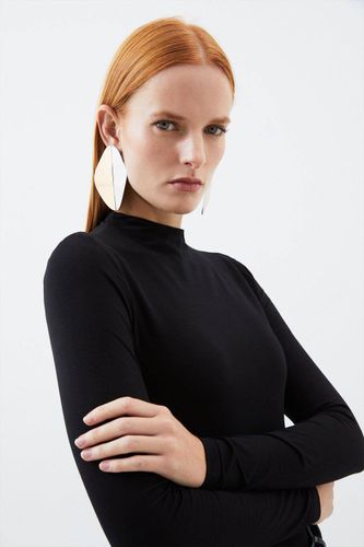 Haut en coton extensible à col entonnoir | Taille XS - KarenMillen - Modalova