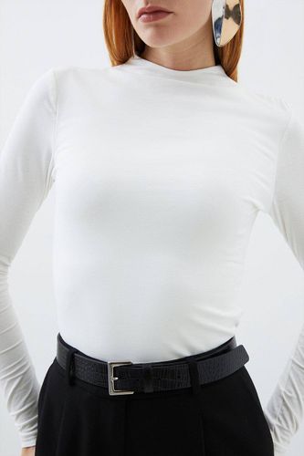 Haut en coton extensible à col entonnoir | Taille XS - KarenMillen - Modalova