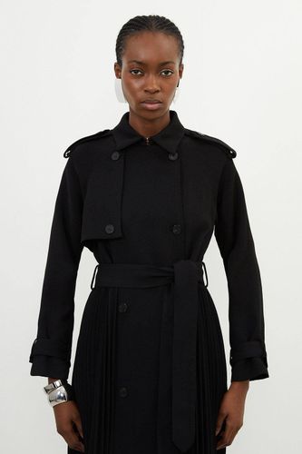 Trench-coat Ceinturé à Détails de Pli Sur Mesure | Taille 10 - KarenMillen - Modalova