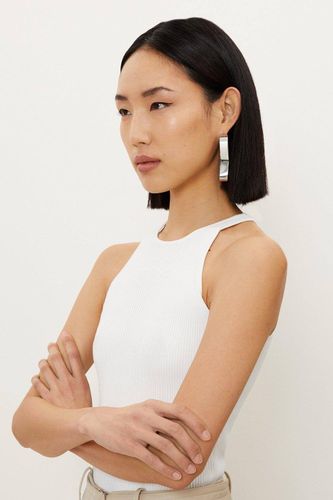 Gilet sans manches style racer en maille côtelée mélangée à la viscose | Taille Medium - KarenMillen - Modalova