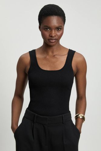 Débardeur à col carré en maille côtelée en mélange de viscose | Taille Medium - KarenMillen - Modalova