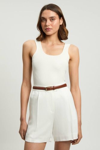 Débardeur à col carré en maille côtelée en mélange de viscose | Taille Medium - KarenMillen - Modalova