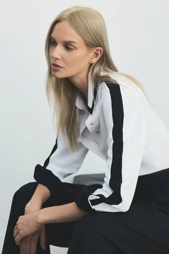 Chemise en sergé tissé à blocs de couleurs | Taille 14 - KarenMillen - Modalova