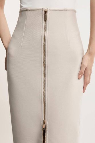 Jupe Maxi Moulante en Maille Bandage Taille Haute avec Détail Zip | Taille XS - KarenMillen - Modalova
