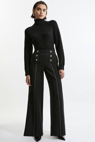 Pantalon Évasé Taille Haute Ajusté en Tissu Stretch Compact | Taille 12 - KarenMillen - Modalova