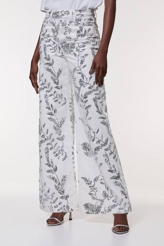 Pantalon large en denim à sequins floraux intégral | Taille 16 - KarenMillen - Modalova