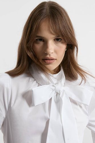 Chemisier en Popeline de Coton à Nœud Lavallière | Taille 12 - KarenMillen - Modalova