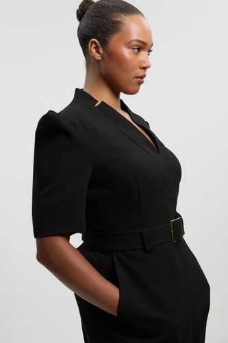 Combinaison Forever grande taille en crêpe structurée à ceinture | Taille 20 - KarenMillen - Modalova